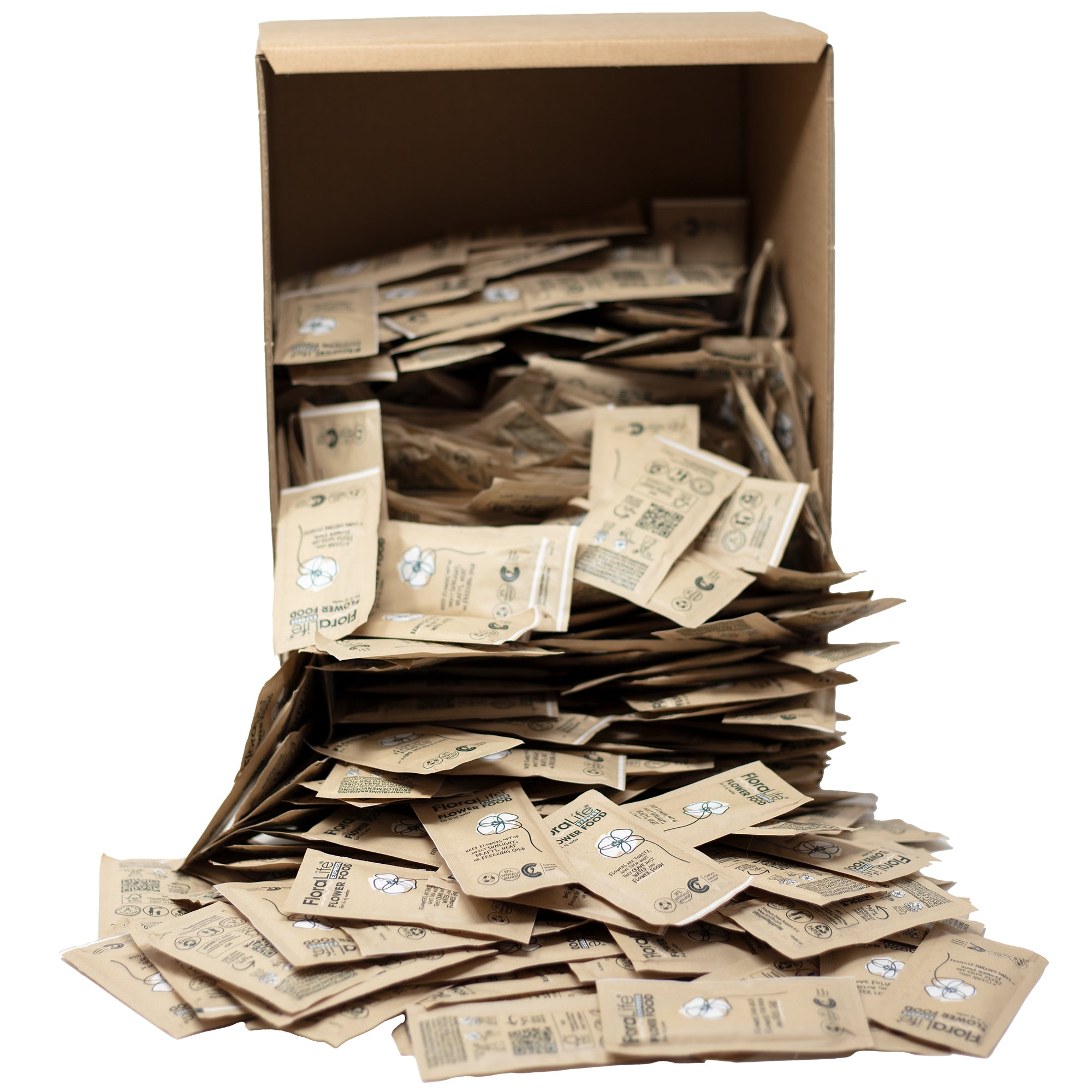 Poudre FloraLife® Express - Sachets en papier pour 1 litre d'eau - Carton de 500 pièces.
