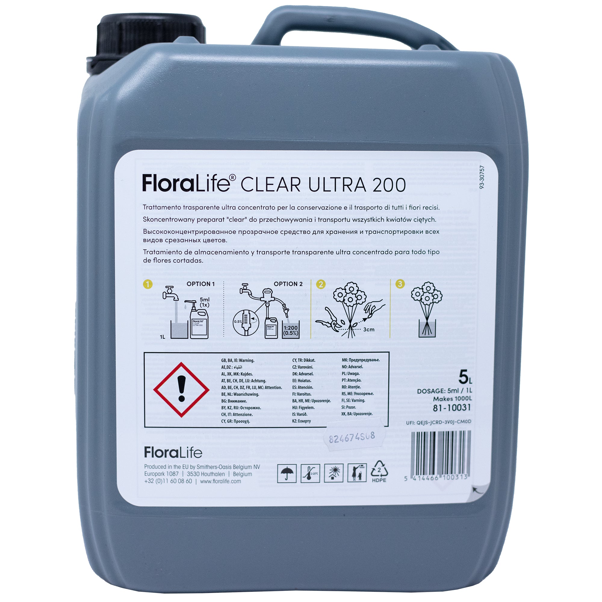 FloraLife® Clear ULTRA 200 Blumennahrung - hochkonzerntriert - 5-Liter Kanister - 1 Stück