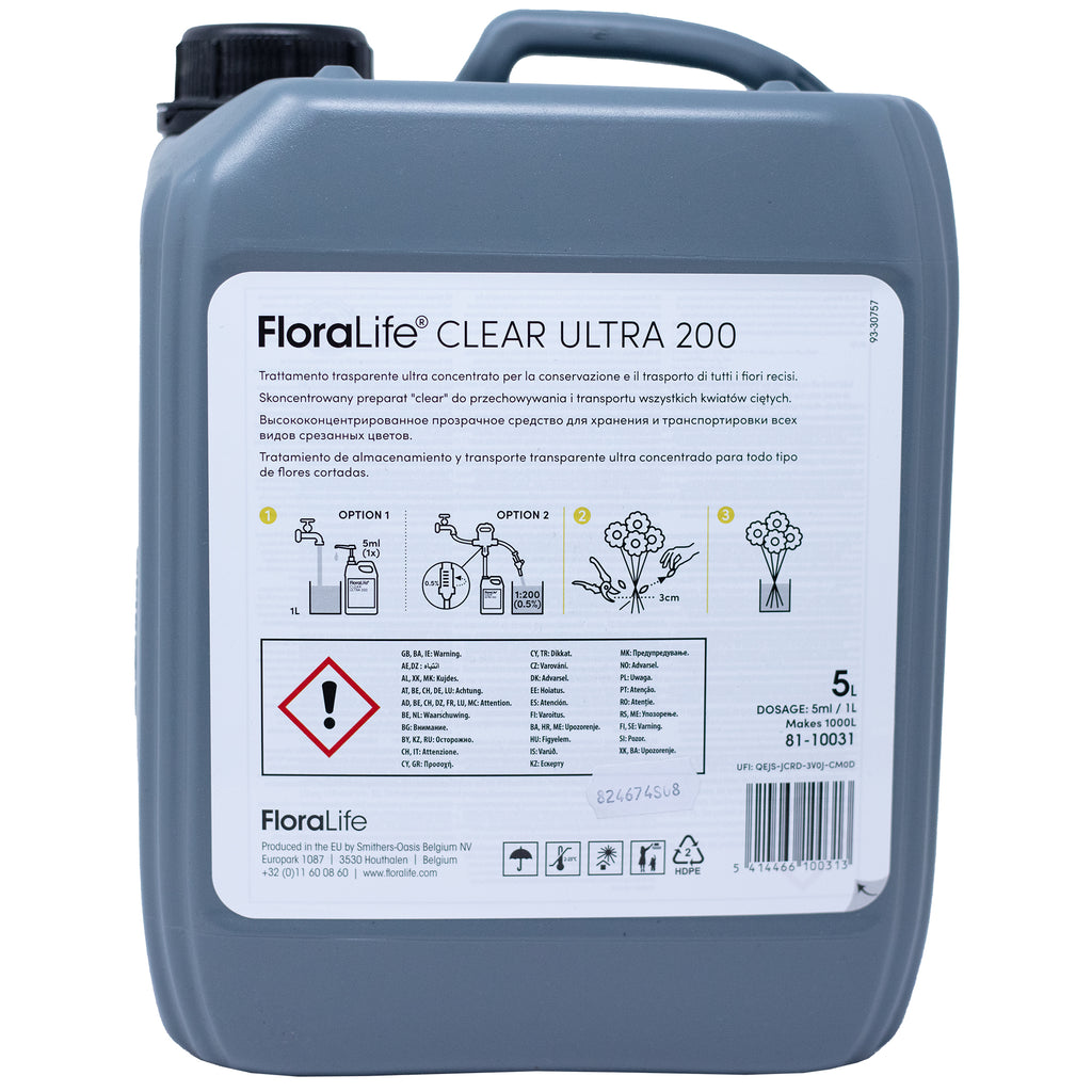 Engrais pour fleurs FloraLife® Clear ULTRA 200 - hautement concentré - Bidon de 5 litres - 1 unité