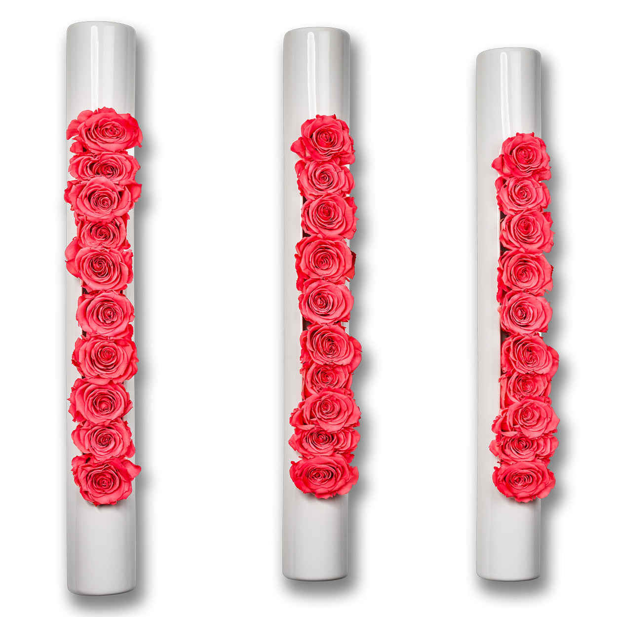 3er-Set Infinity-Bloom bigTube - weiß/hellrot - 65x7,5 cm