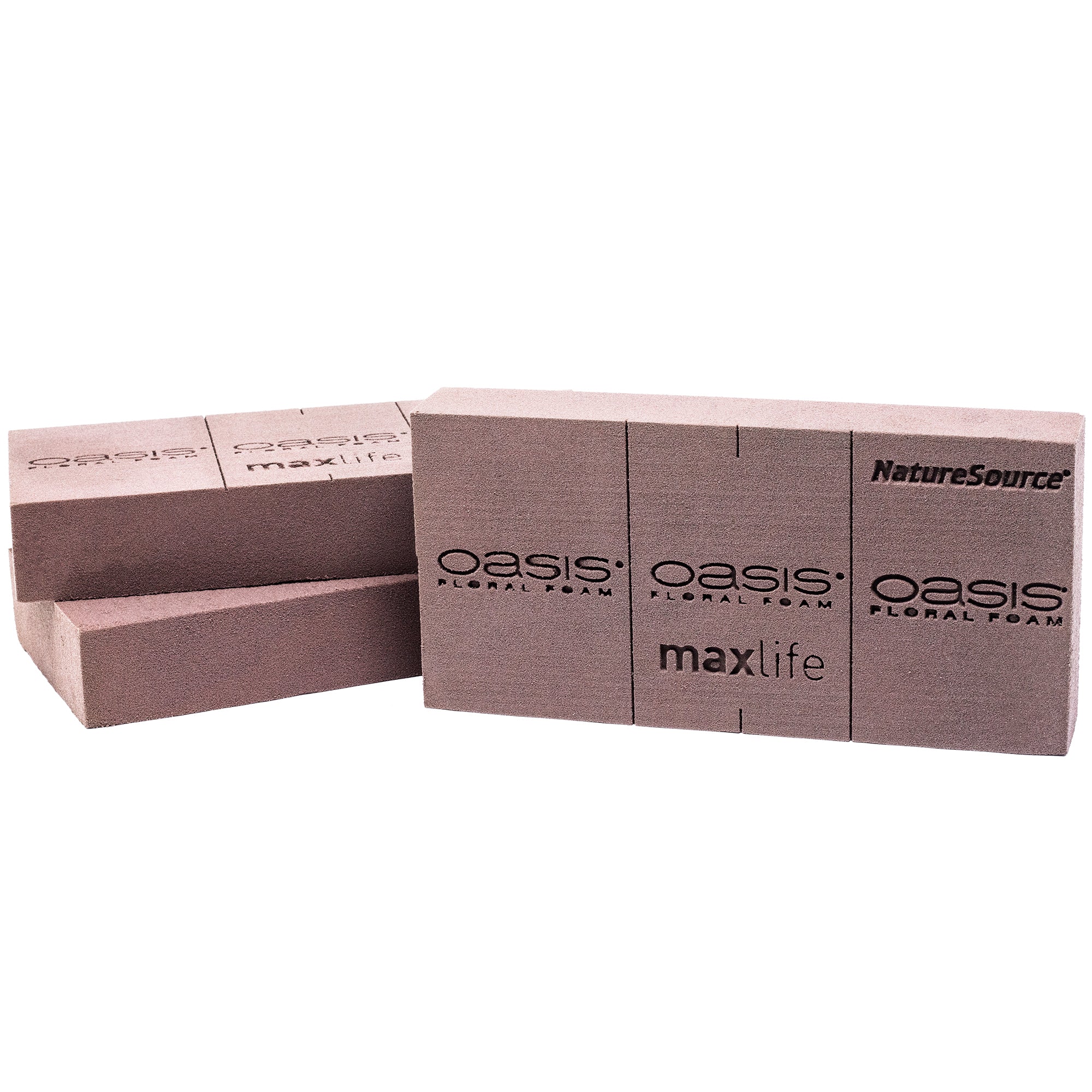 3x Original OASIS® NatureSource™ maxlife Steckschaum für längere Haltbarkeit bei Frischblumen - Steckmasse Blumen - Nasssteckschaum Hochzeit Geburtstag Kirche Ziegelform