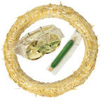 Adventskranz-DIY-Set - Inhalt: 1x Strohkranz 30 cm, 4x Kerzenhalter gold 8 cm, 1x Wickeldraht grün 100g