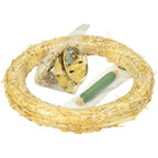 Adventskranz-DIY-Set - Inhalt: 1x Strohkranz 30 cm, 4x Kerzenhalter gold 8 cm, 1x Wickeldraht grün 100g