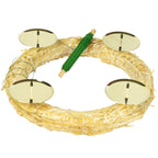 Adventskranz-DIY-Set - Inhalt: 1x Strohkranz 30 cm, 4x Kerzenhalter gold 8 cm, 1x Wickeldraht grün 100g