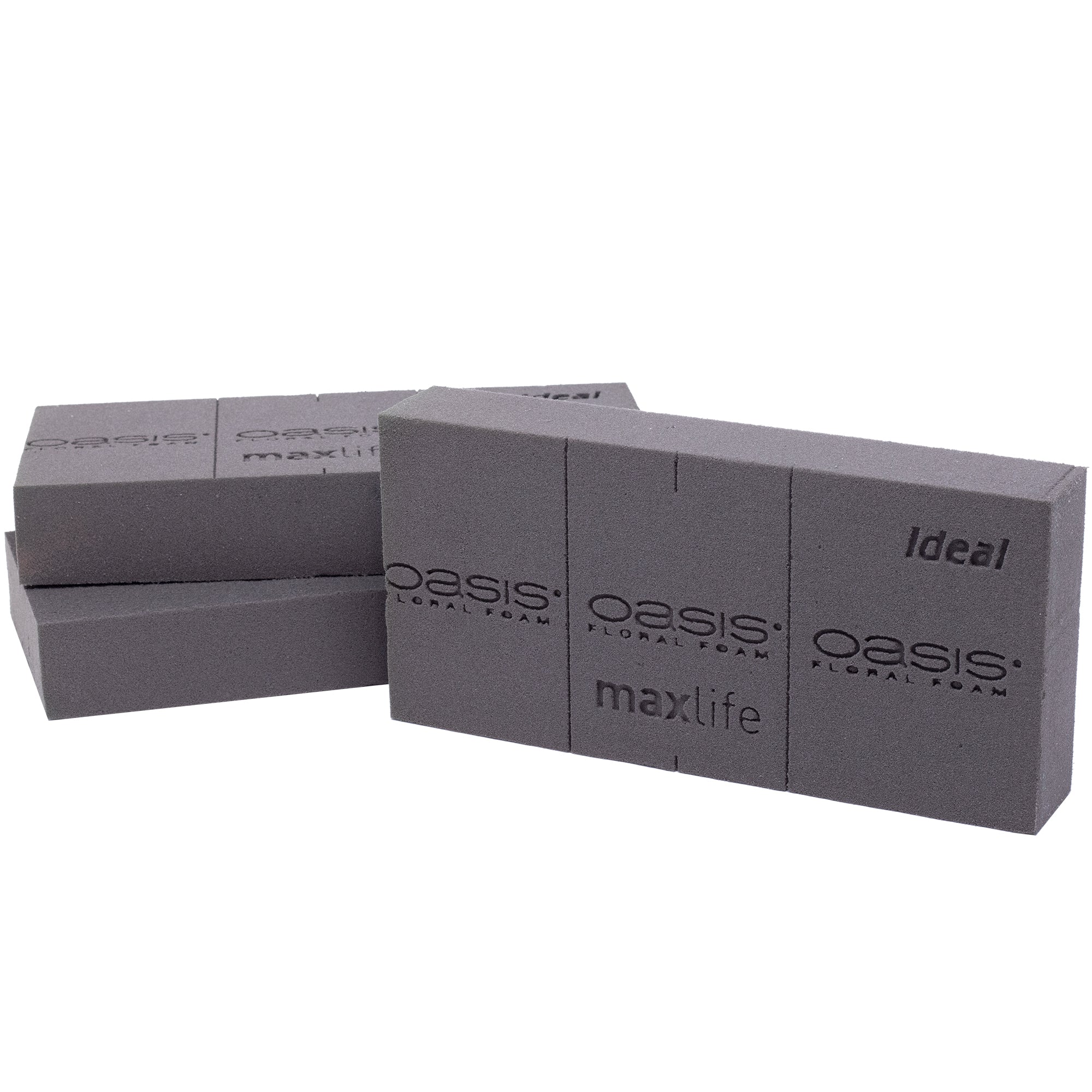 3x Original OASIS® BLACK IDEAL maxlife Steckschaum für längere Haltbarkeit bei Frischblumen - Steckmasse Blumen - Nasssteckschaum Hochzeit Geburtstag Kirche Ziegelform