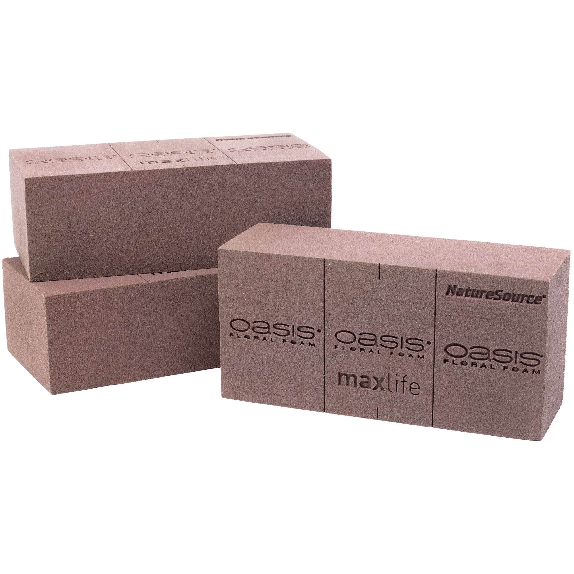 3x Original OASIS® NatureSource™ maxlife Steckschaum für längere Haltbarkeit bei Frischblumen - Steckmasse Blumen - Nasssteckschaum Hochzeit Geburtstag Kirche Ziegelform