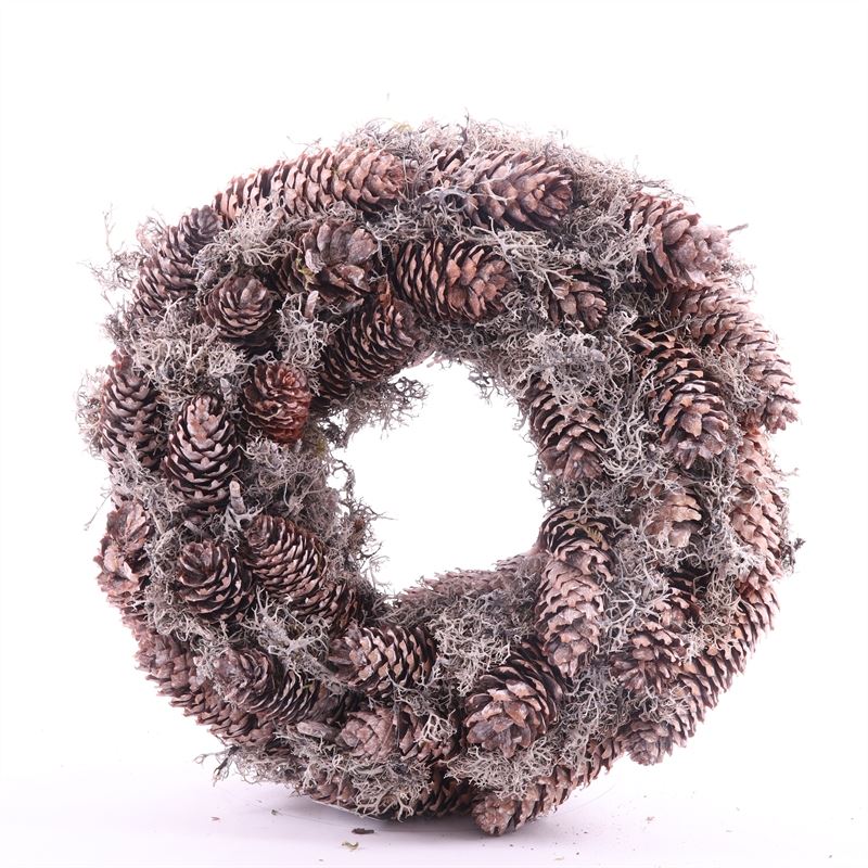 Couronne naturelle en mousse de sapin rouge/arbre - diamètre 35 cm - finition délavée