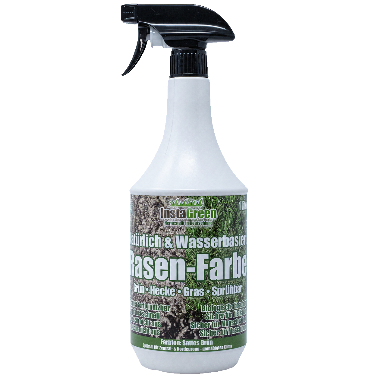 InstaGreen Rasenfarbe in der gebrauchsfertigen 1 Liter Sprühflasche